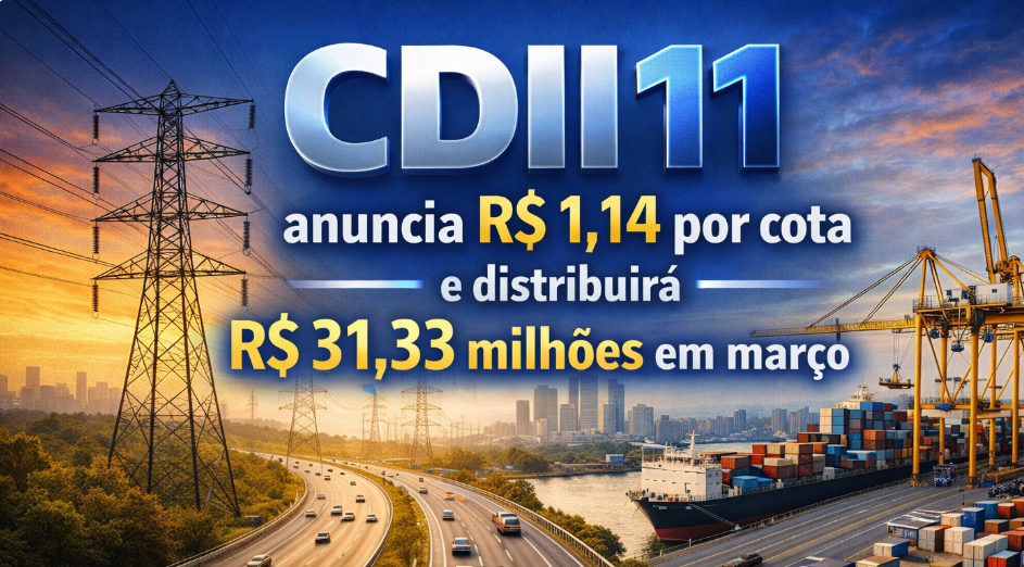 CDII11 anuncia R$ 1,14 por cota e distribuirá R$ 31,33 milhões em março