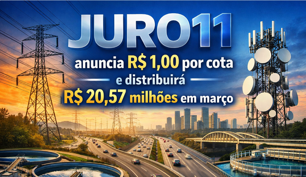 JURO11 anuncia R$ 1,00 por cota e distribuirá R$ 20,57 milhões em março